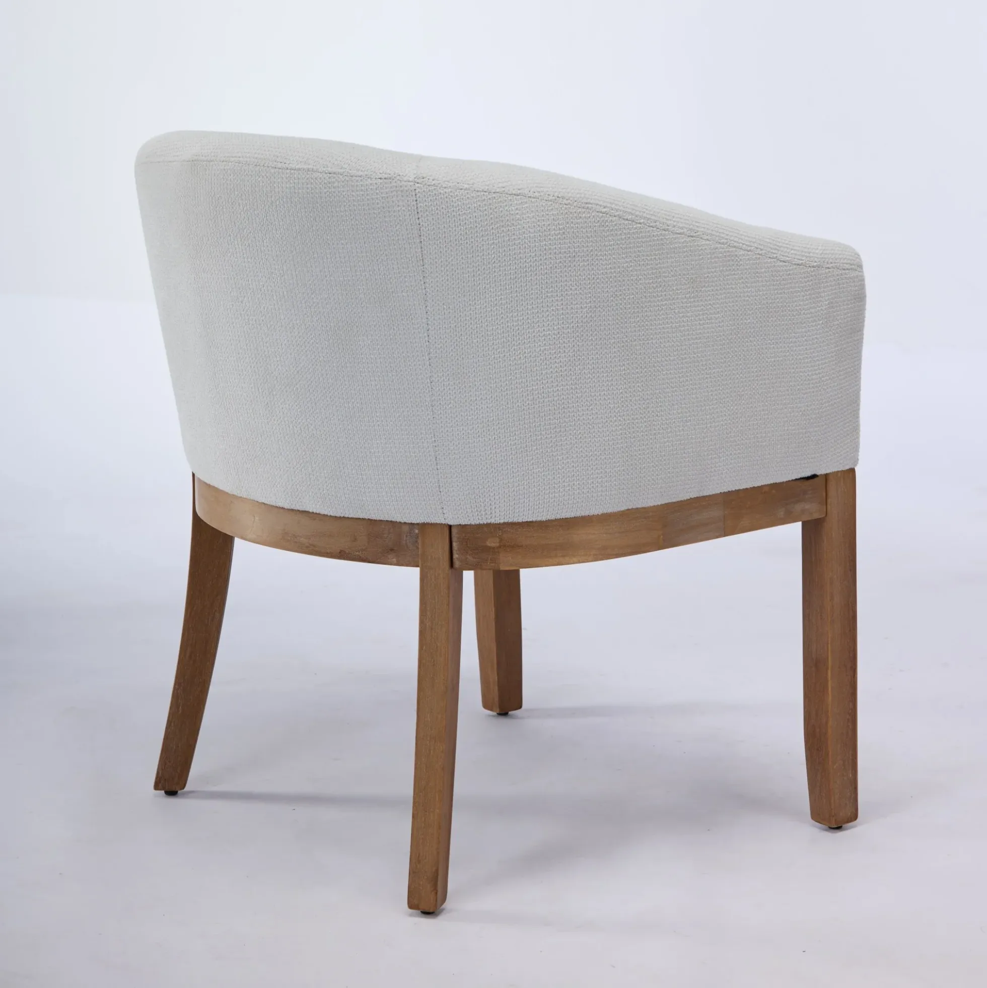 Mid Century Modern Upholstered Linen Barrel Dining Chairs