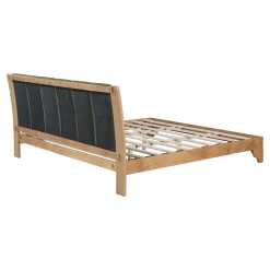 Mid Century Modern Wood and Upholstered Bedframe