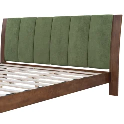 Mid Century Modern Wood and Upholstered Bedframe