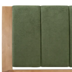 Mid Century Modern Wood and Upholstered Bedframe