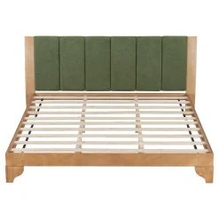 Mid Century Modern Wood and Upholstered Bedframe