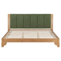 Mid Century Modern Wood and Upholstered Bedframe