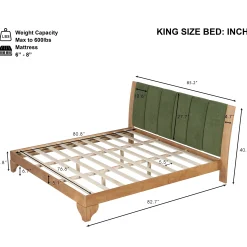 Mid Century Modern Wood and Upholstered Bedframe