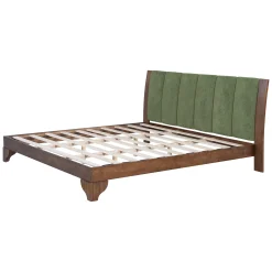 Mid Century Modern Wood and Upholstered Bedframe