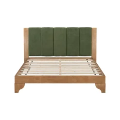 Mid Century Modern Wood and Upholstered Bedframe