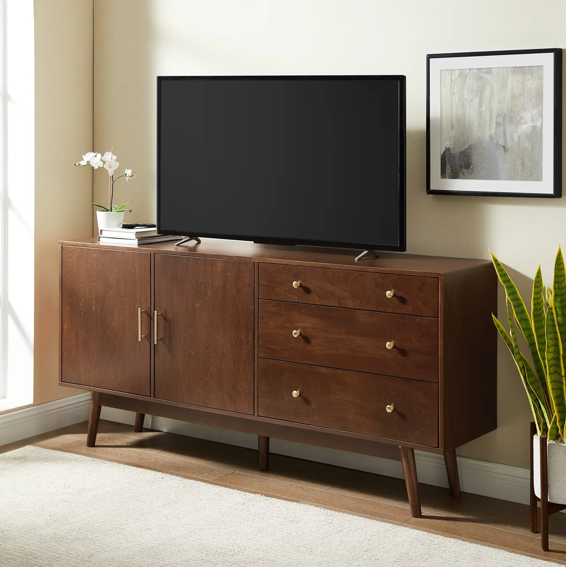 Mid-Century 70" Modern Console Buffet Sideboard