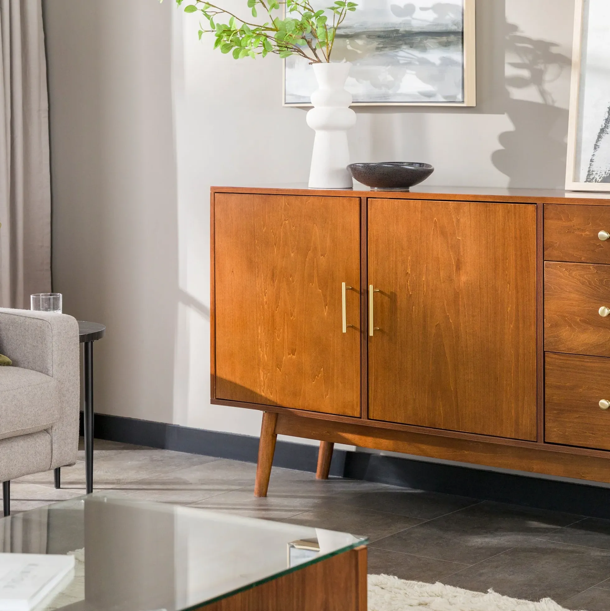 Mid-Century 70" Modern Console Buffet Sideboard