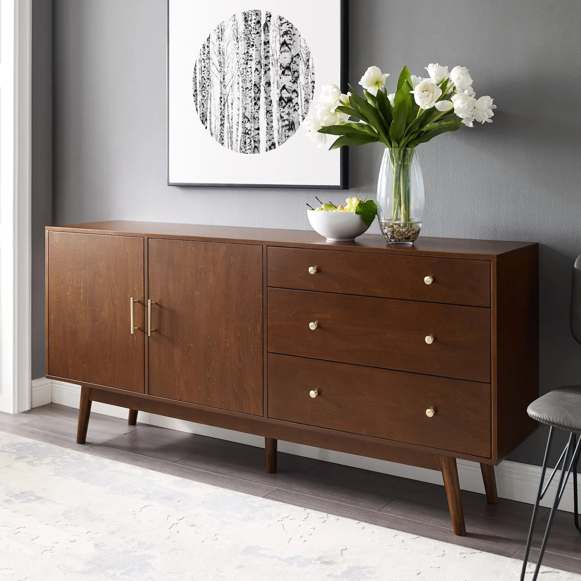 Mid-Century 70" Modern Console Buffet Sideboard