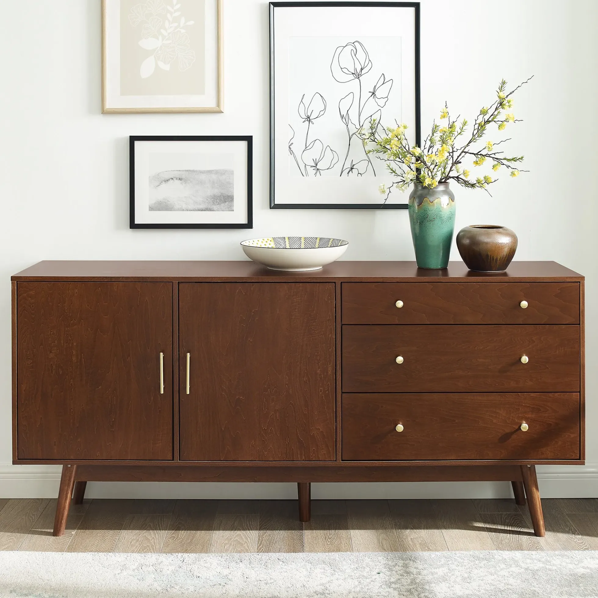 Mid-Century 70" Modern Console Buffet Sideboard