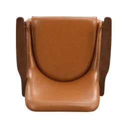 Mid-Century Faux Leather Accent Chair with Solid Wood Frame