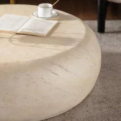 Mid-Century Faux Stone Round Coffee Table