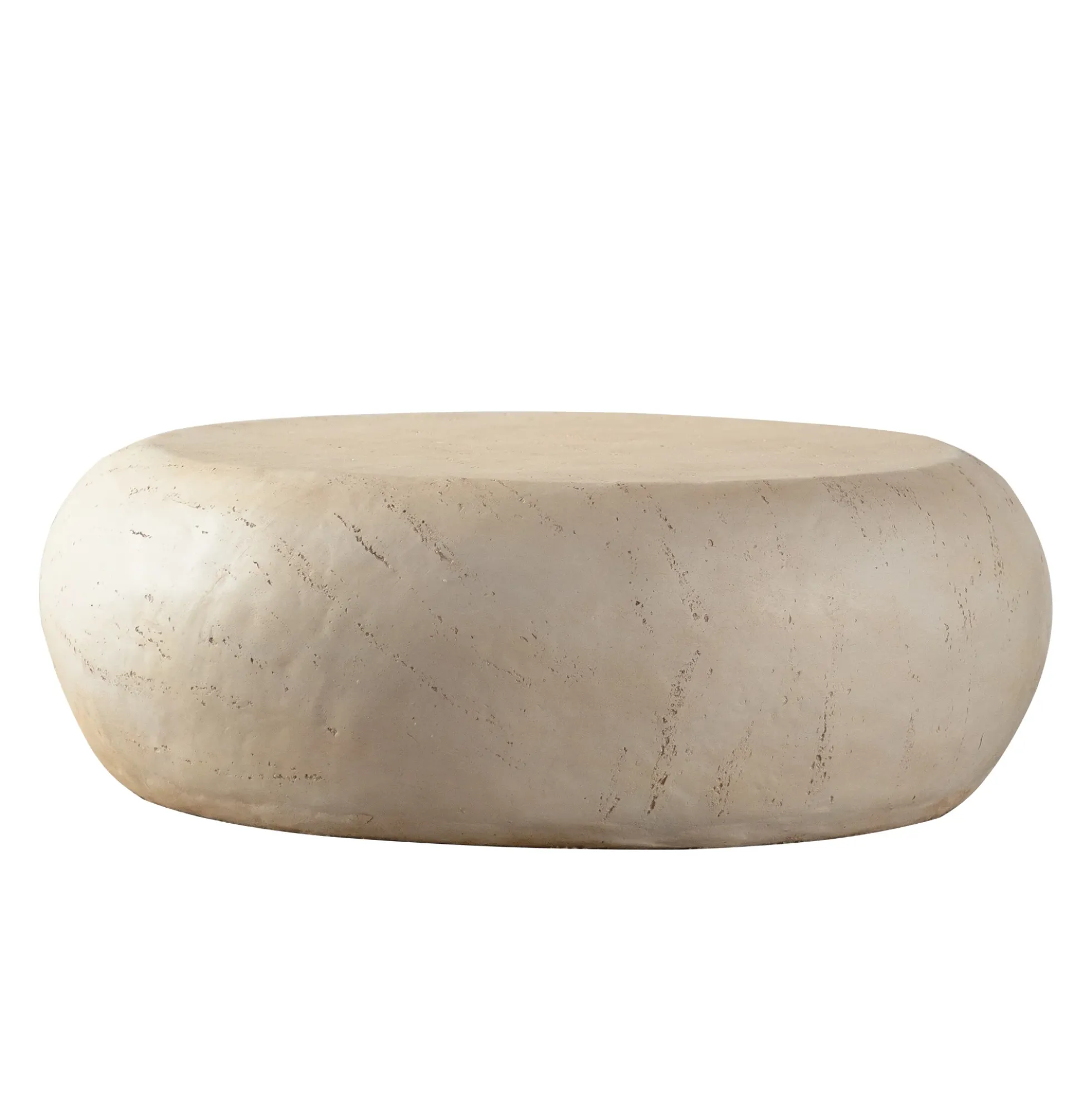 Mid-Century Faux Stone Round Coffee Table