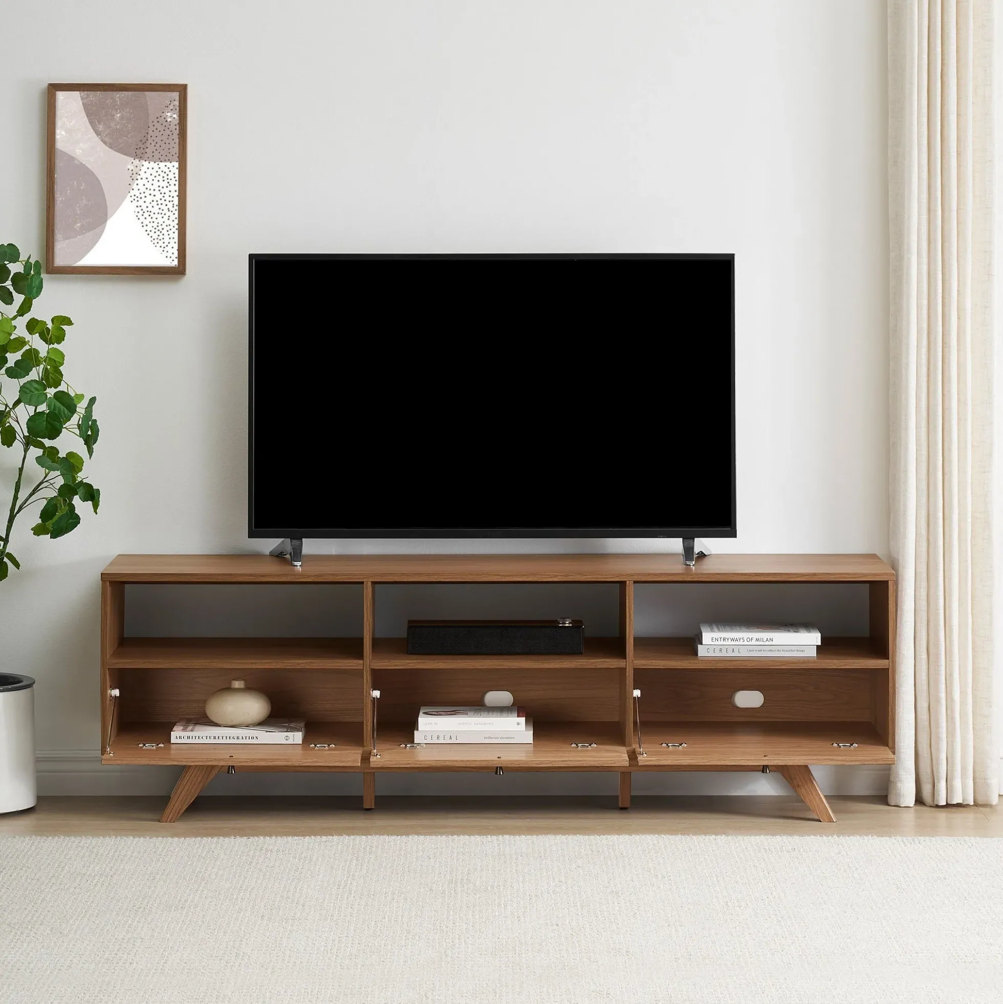 Mid-Century Kela Modern 3-Door TV Stand