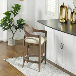 Mid-Century Modern 26' Textured Weave Counter Stool
