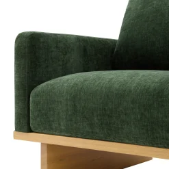Mid-Century Modern Minimalist Green Accent Chair with Solid Wood Frame
