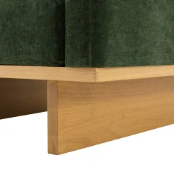Mid-Century Modern Minimalist Green Accent Chair with Solid Wood Frame