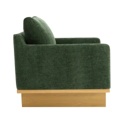 Mid-Century Modern Minimalist Green Accent Chair with Solid Wood Frame