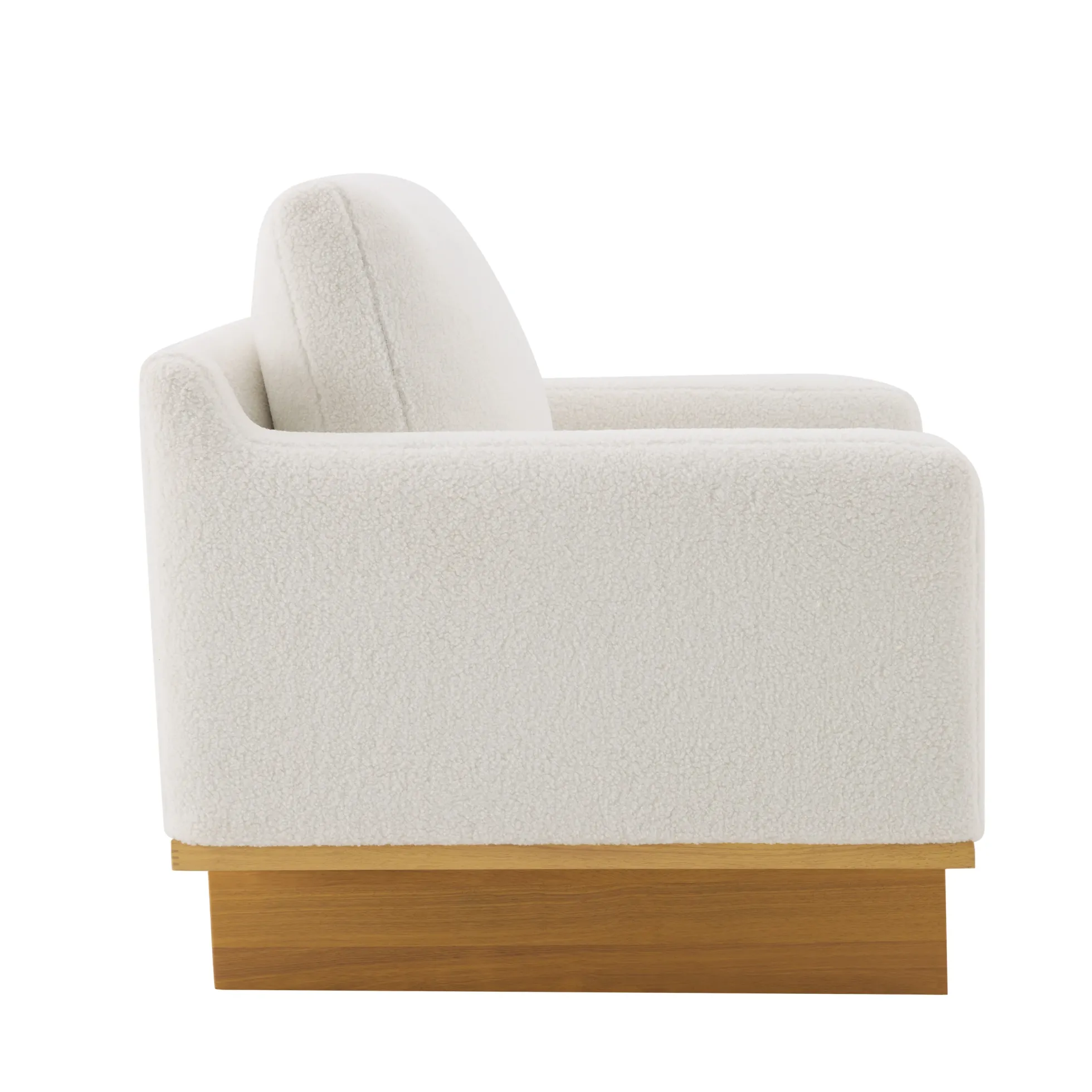 Mid-Century Modern White Minimalist Accent Chair with Solid Wood Frame