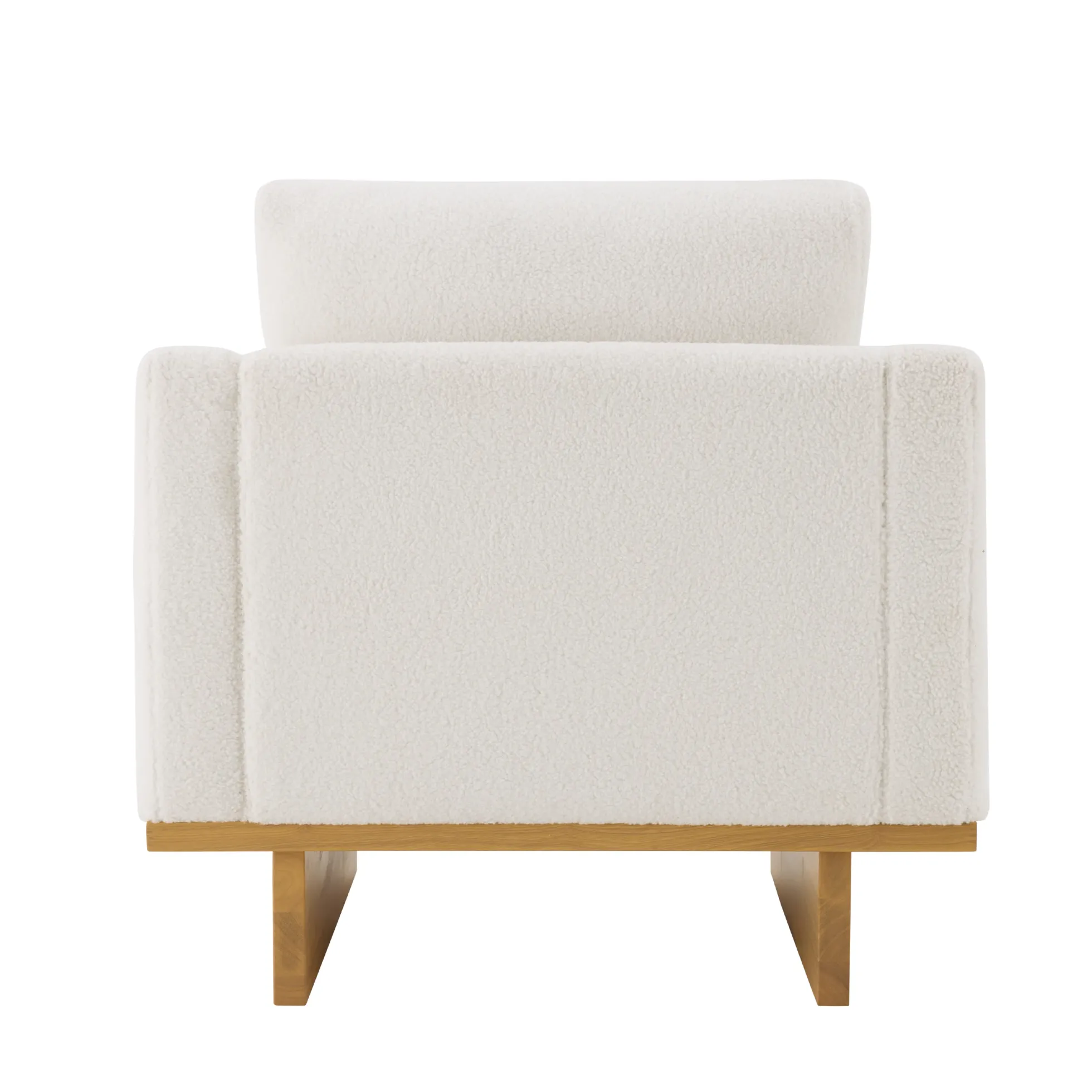 Mid-Century Modern White Minimalist Accent Chair with Solid Wood Frame