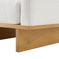 Mid-Century Modern White Minimalist Accent Chair with Solid Wood Frame