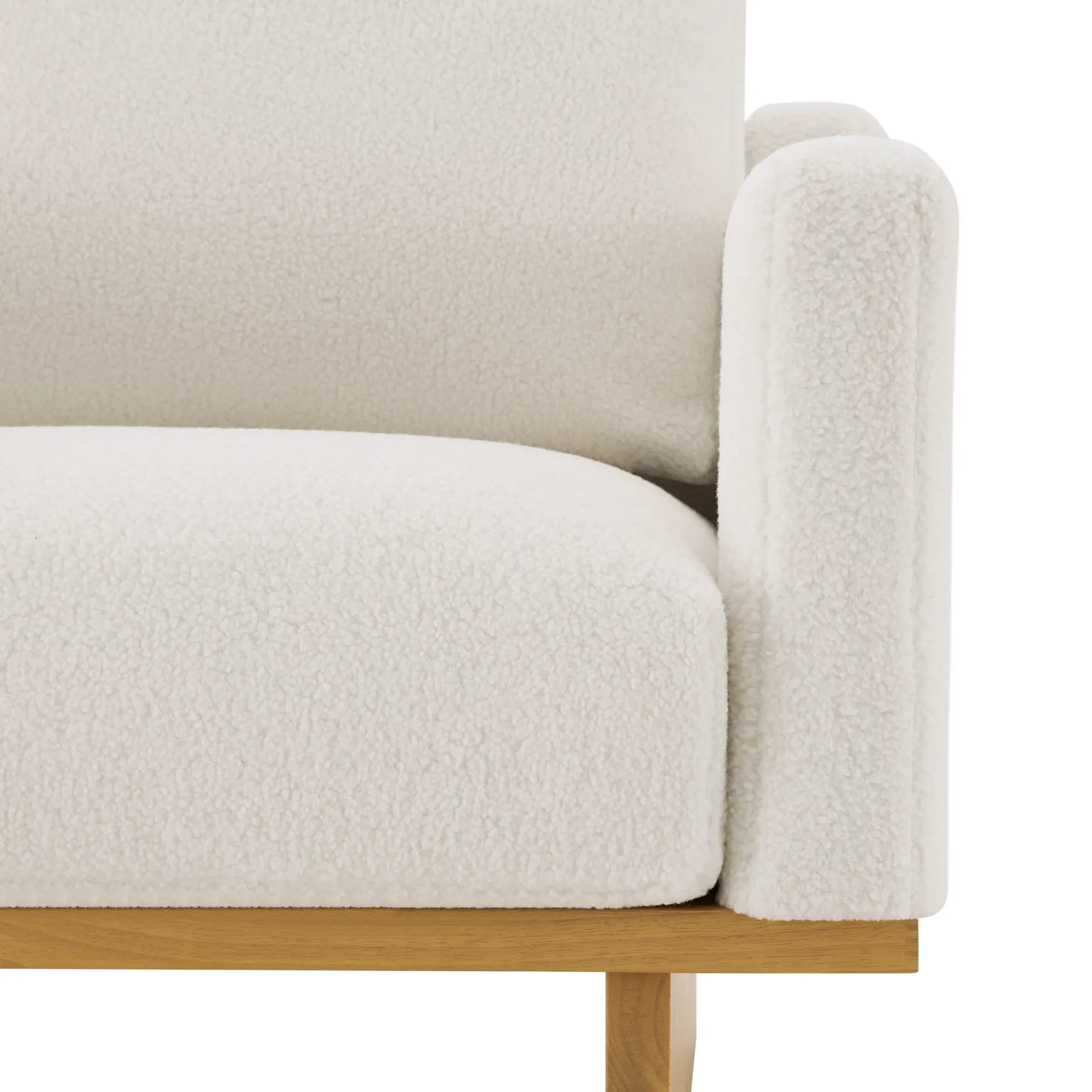 Mid-Century Modern White Minimalist Accent Chair with Solid Wood Frame