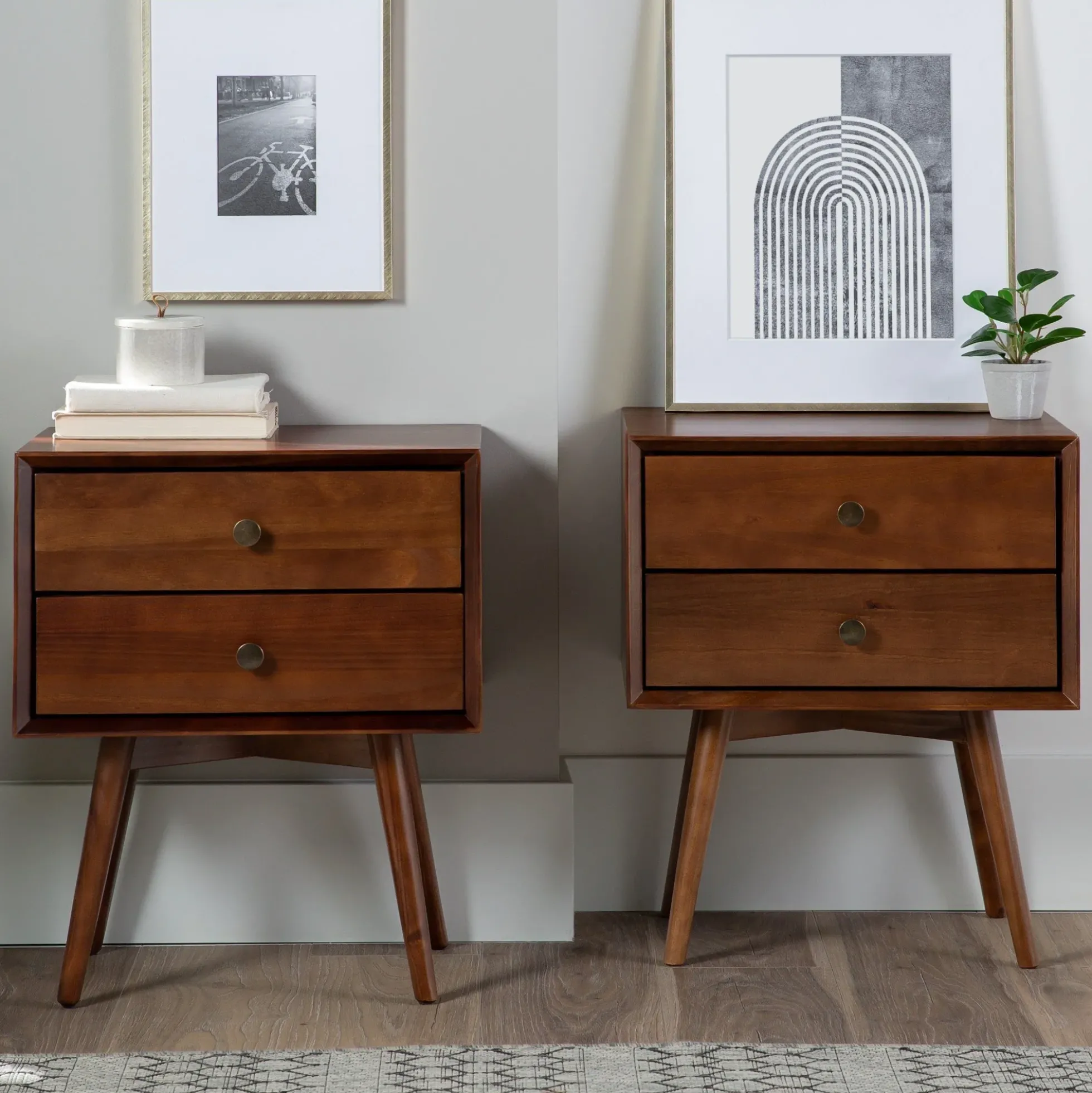 Mid-Century Solid Wood Nightstand Collection (1 or 2 Drawer)