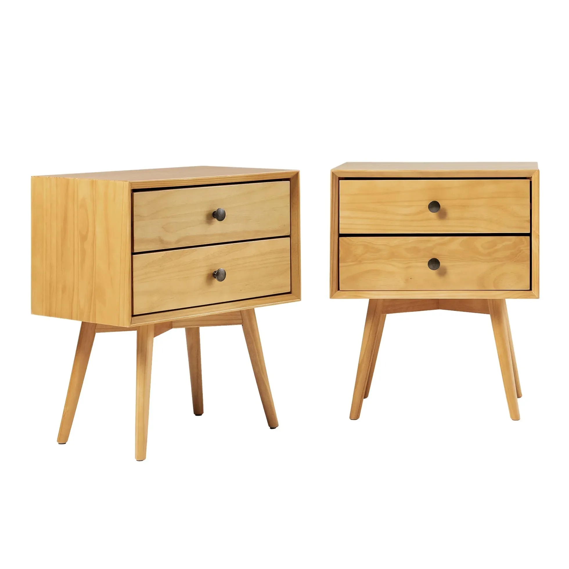 Mid-Century Solid Wood Nightstand Collection (1 or 2 Drawer)