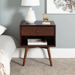 Mid-Century Solid Wood Nightstand Collection (1 or 2 Drawer)