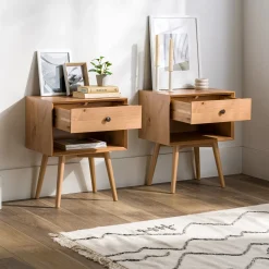 Mid-Century Solid Wood Nightstand Collection (1 or 2 Drawer)