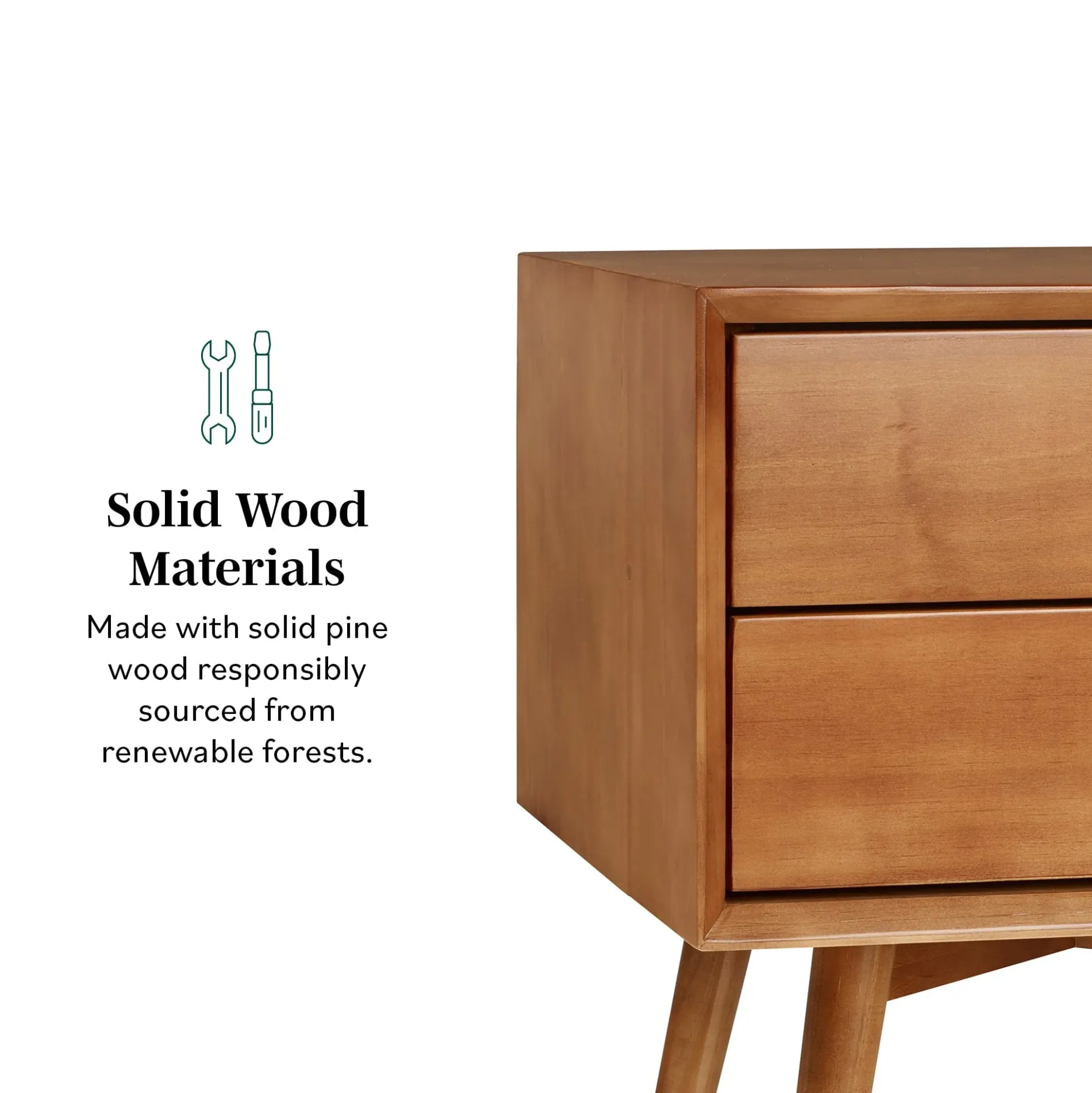 Mid-Century Solid Wood Nightstand Collection (1 or 2 Drawer)