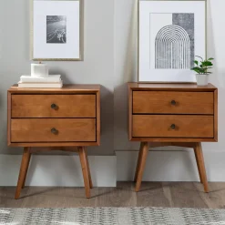 Mid-Century Solid Wood Nightstand Collection (1 or 2 Drawer)