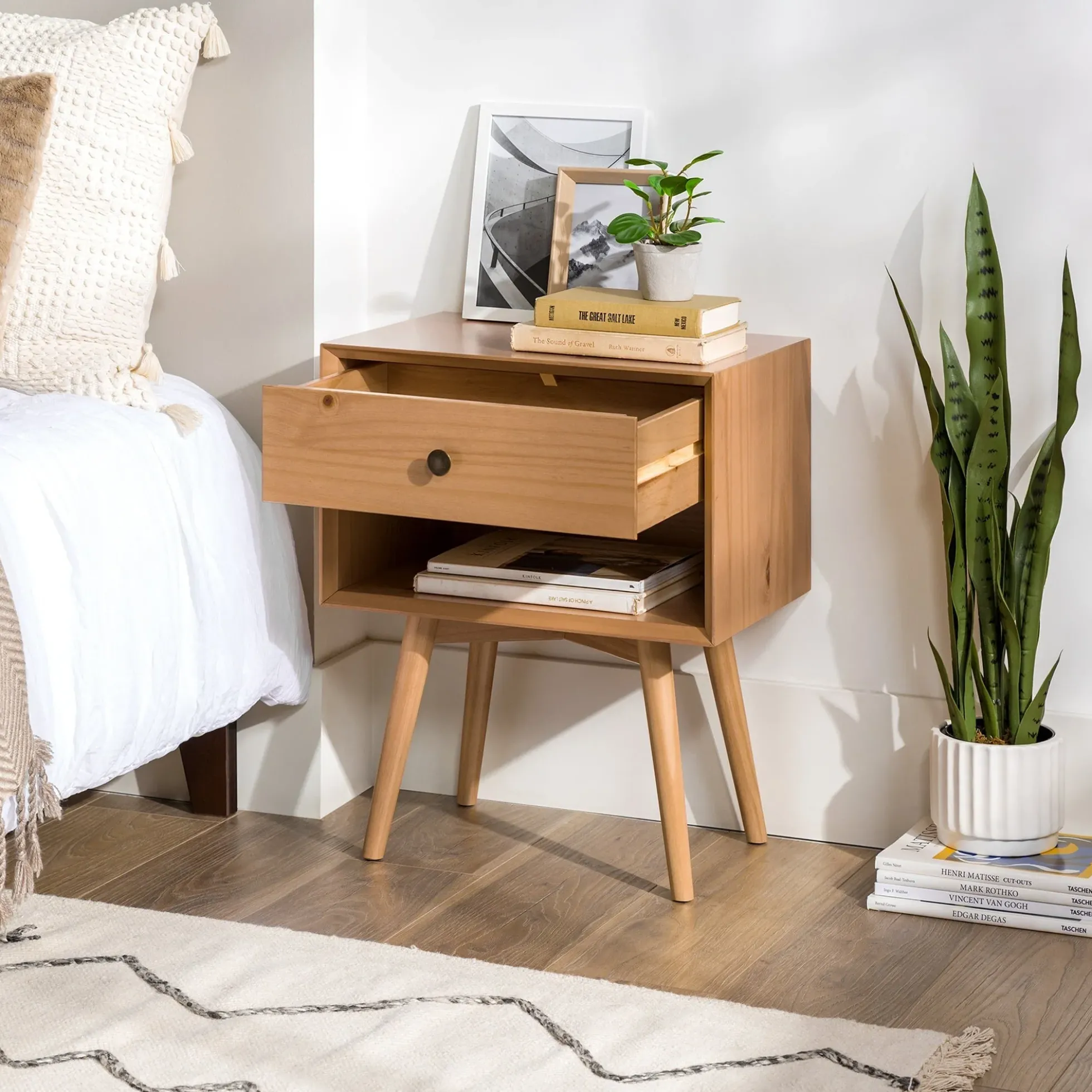 Mid-Century Solid Wood Nightstand Collection (1 or 2 Drawer)