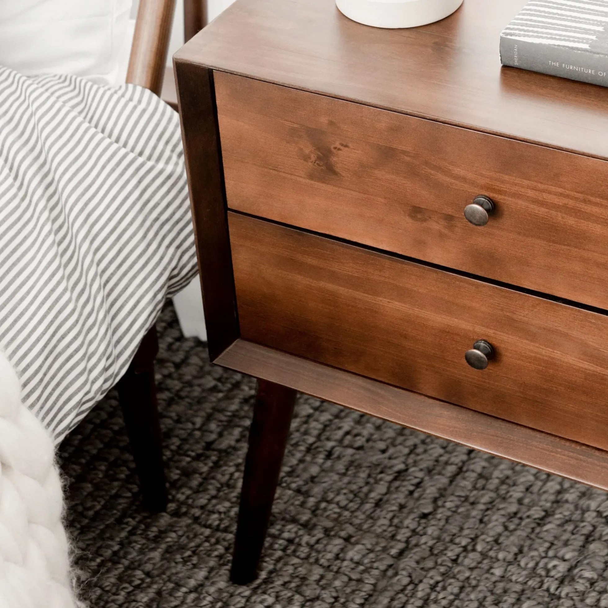 Mid-Century Solid Wood Nightstand Collection (1 or 2 Drawer)