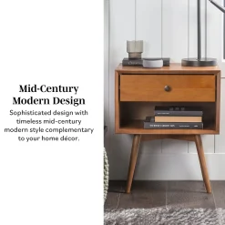 Mid-Century Solid Wood Nightstand Collection (1 or 2 Drawer)