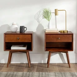 Mid-Century Solid Wood Nightstand Collection (1 or 2 Drawer)