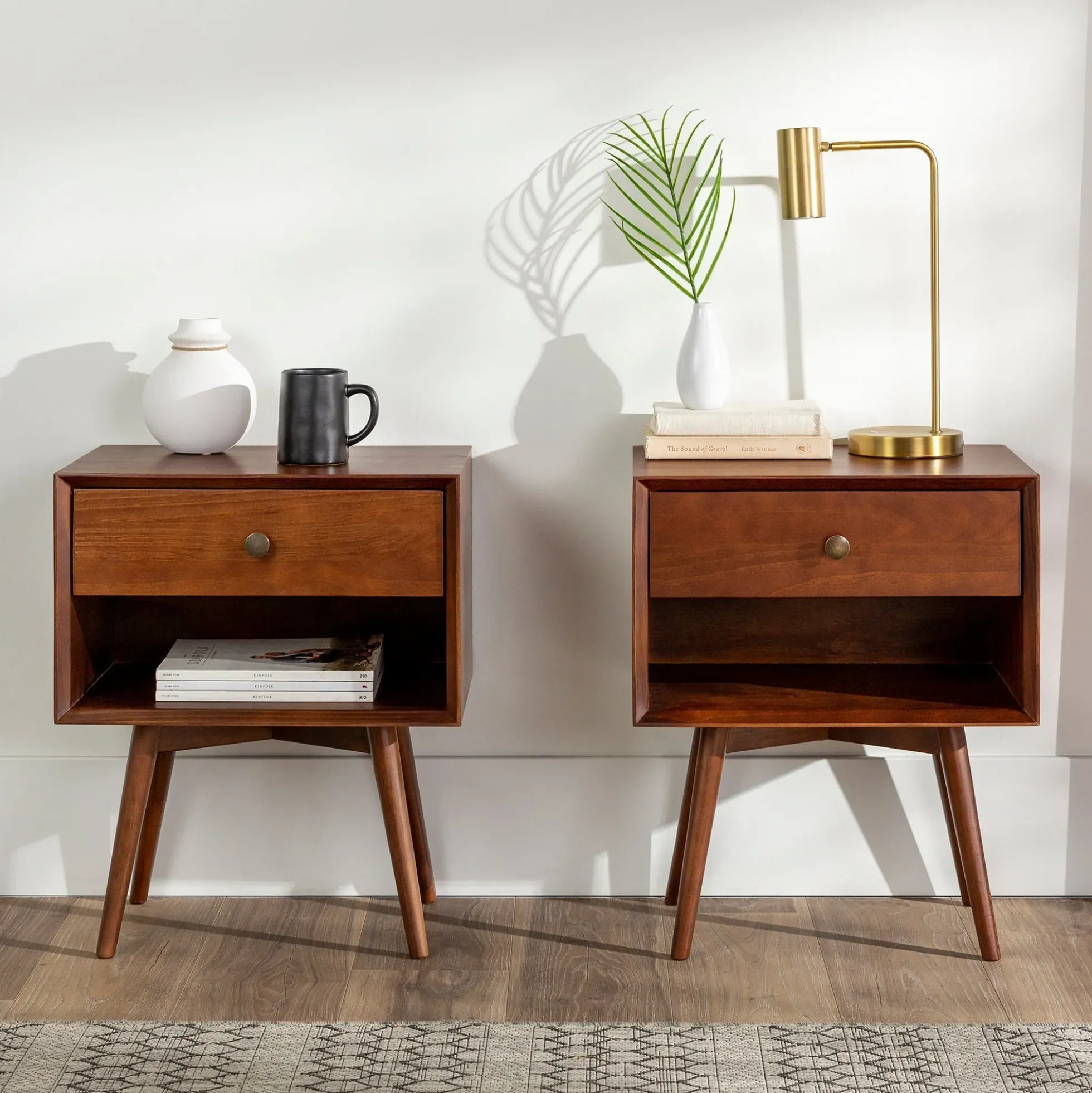 Mid-Century Solid Wood Nightstand Collection (1 or 2 Drawer)