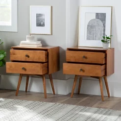 Mid-Century Solid Wood Nightstand Collection (1 or 2 Drawer)