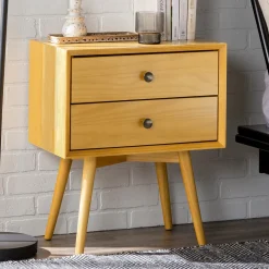 Mid-Century Solid Wood Nightstand Collection (1 or 2 Drawer)