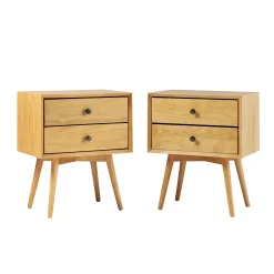 Mid-Century Solid Wood Nightstand Collection (1 or 2 Drawer)