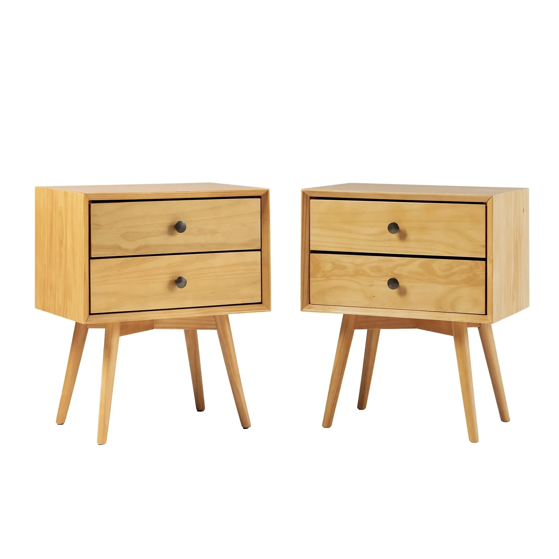 Mid-Century Solid Wood Nightstand Collection (1 or 2 Drawer)
