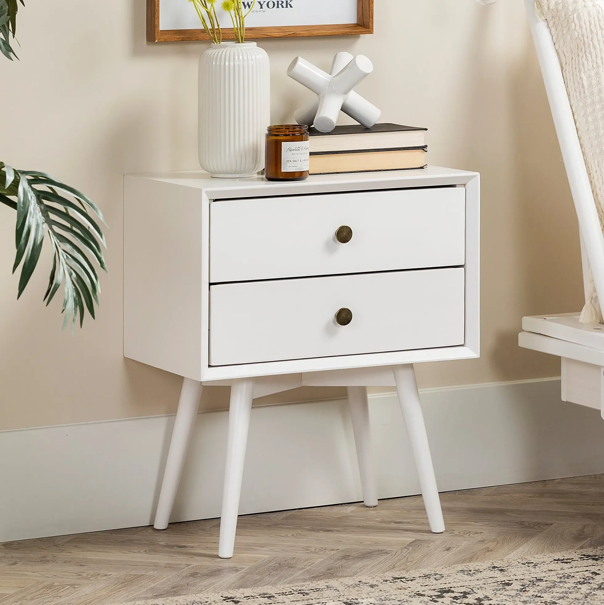 Mid-Century Solid Wood Nightstand Collection (1 or 2 Drawer)