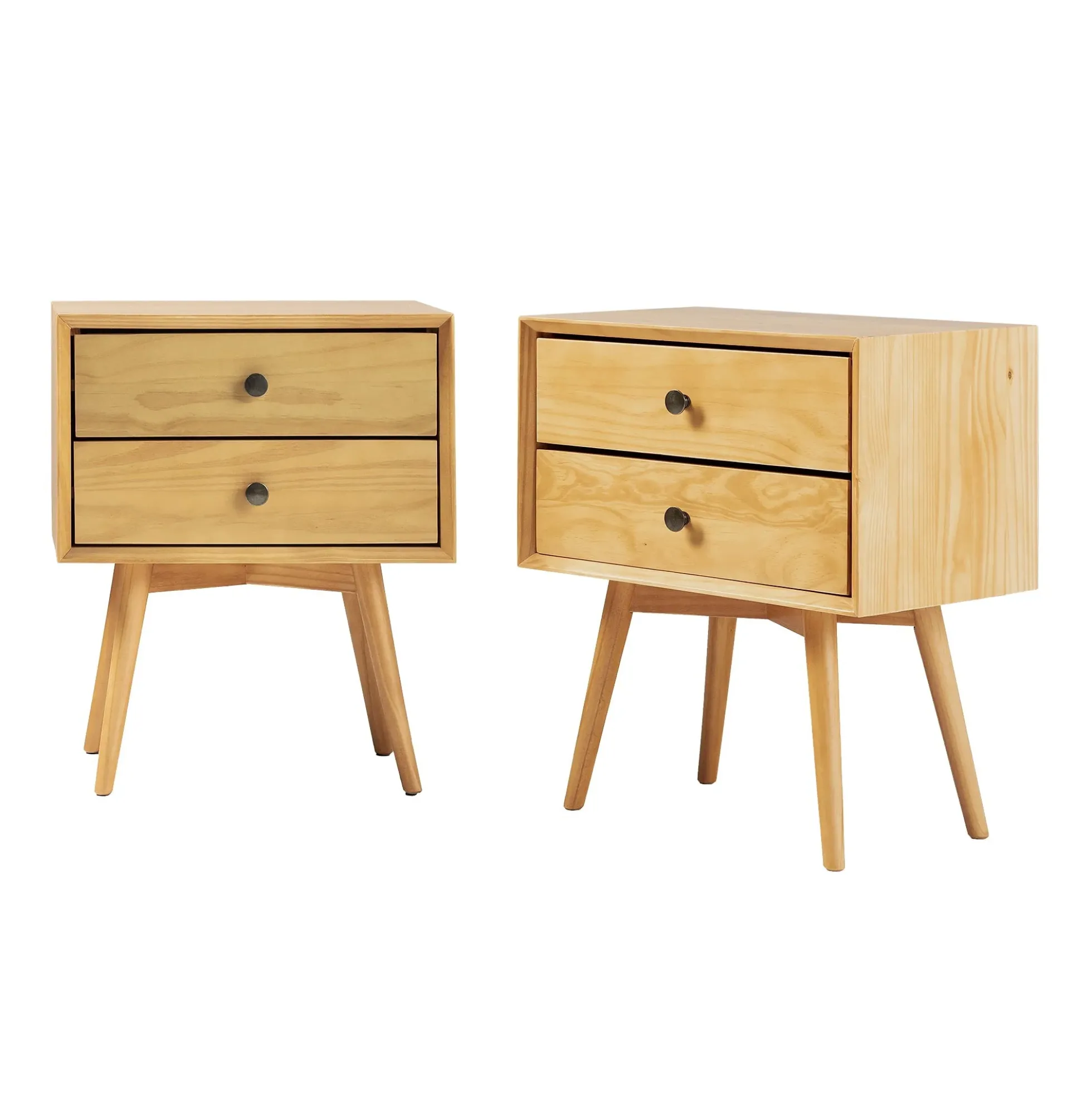 Mid-Century Solid Wood Nightstand Collection (1 or 2 Drawer)
