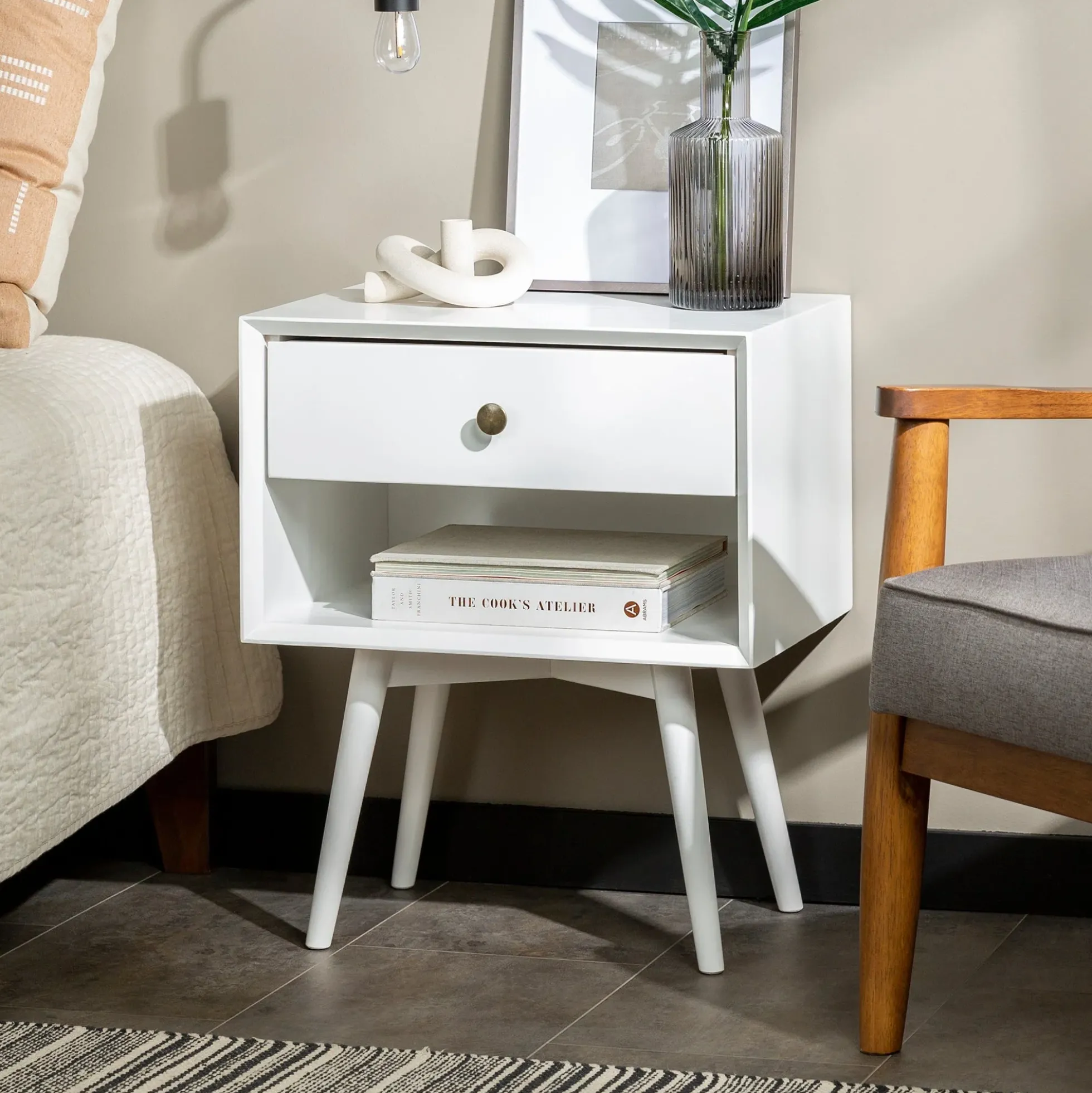 Mid-Century Solid Wood Nightstand Collection (1 or 2 Drawer)