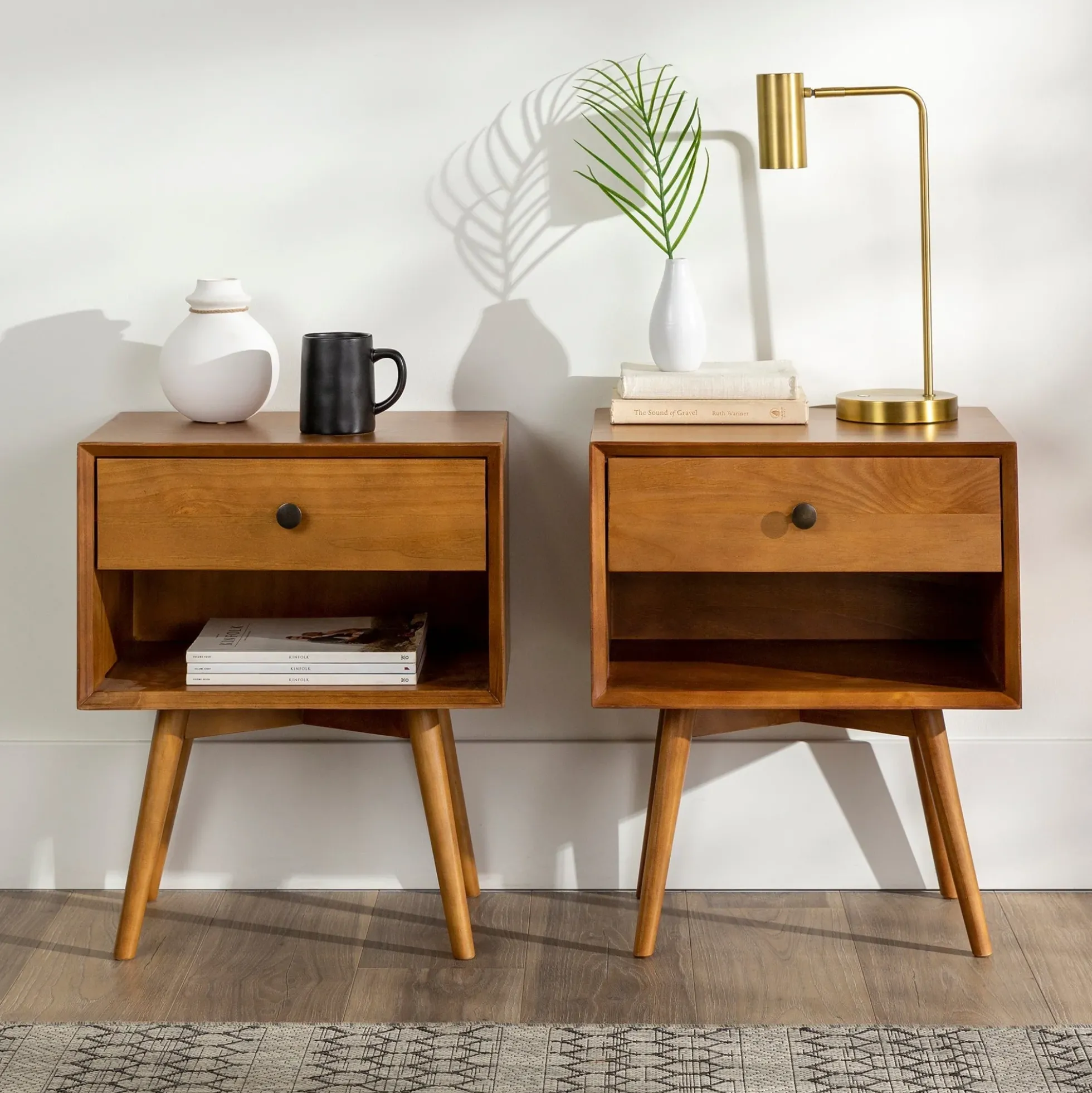 Mid-Century Solid Wood Nightstand Collection (1 or 2 Drawer)