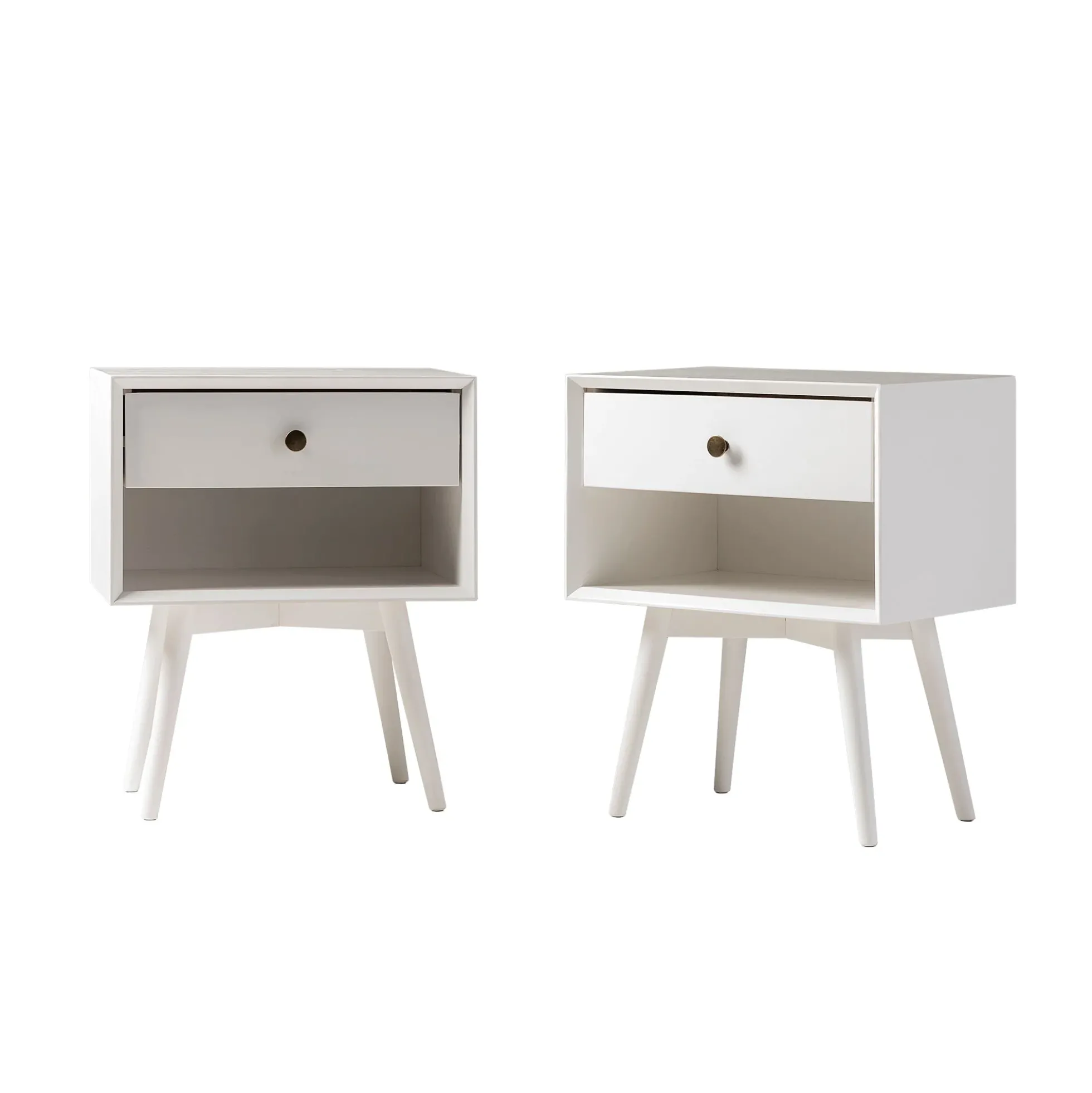 Mid-Century Solid Wood Nightstand Collection (1 or 2 Drawer)