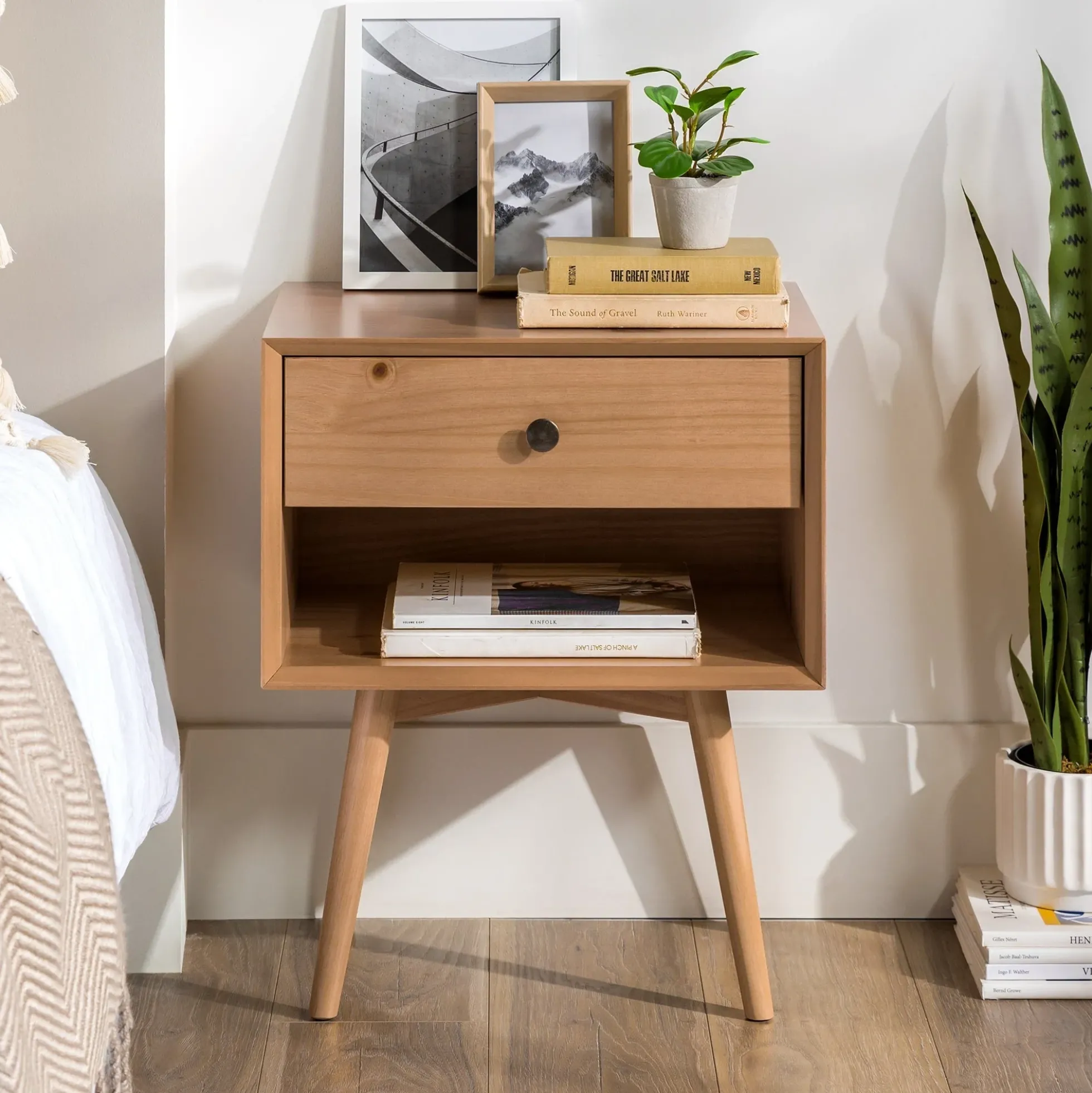 Mid-Century Solid Wood Nightstand Collection (1 or 2 Drawer)