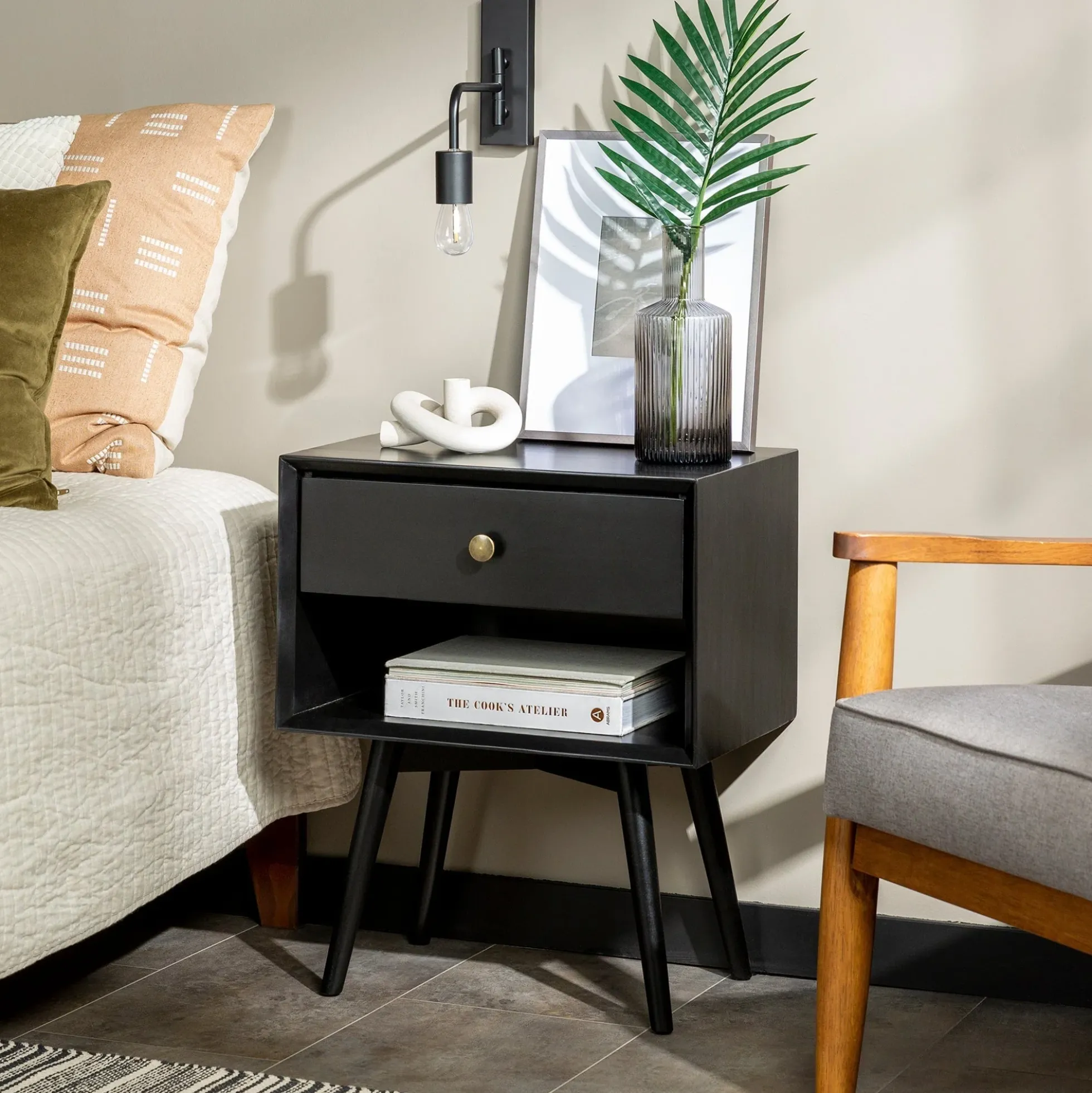 Mid-Century Solid Wood Nightstand Collection (1 or 2 Drawer)