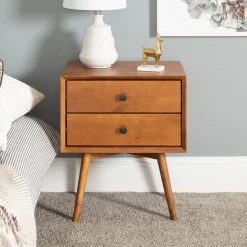 Mid-Century Solid Wood Nightstand Collection (1 or 2 Drawer)