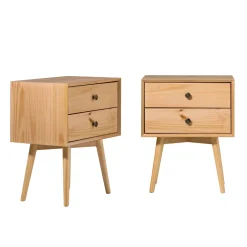 Mid-Century Solid Wood Nightstand Collection (1 or 2 Drawer)