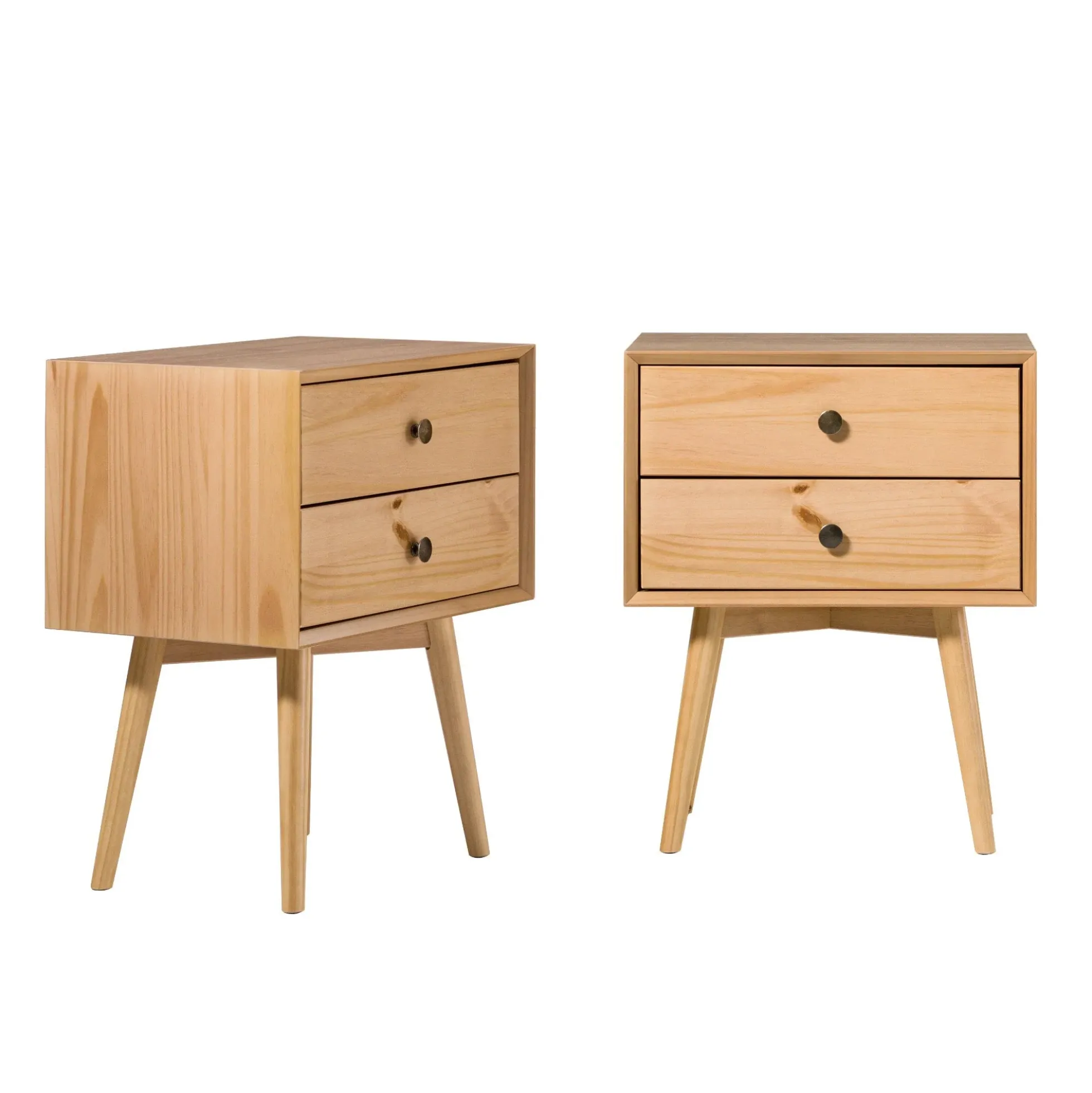 Mid-Century Solid Wood Nightstand Collection (1 or 2 Drawer)